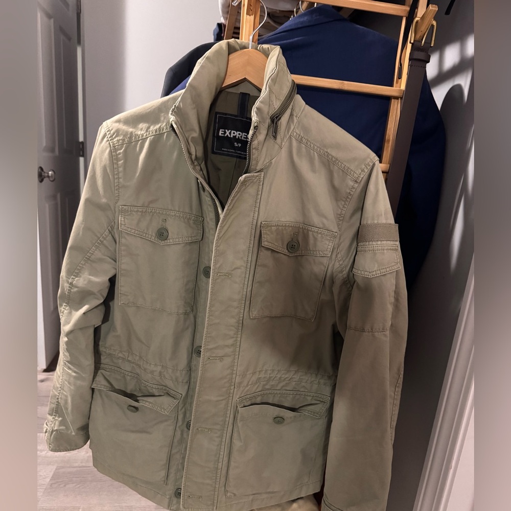 Express Men’s Military Field Jacket — Olive Green